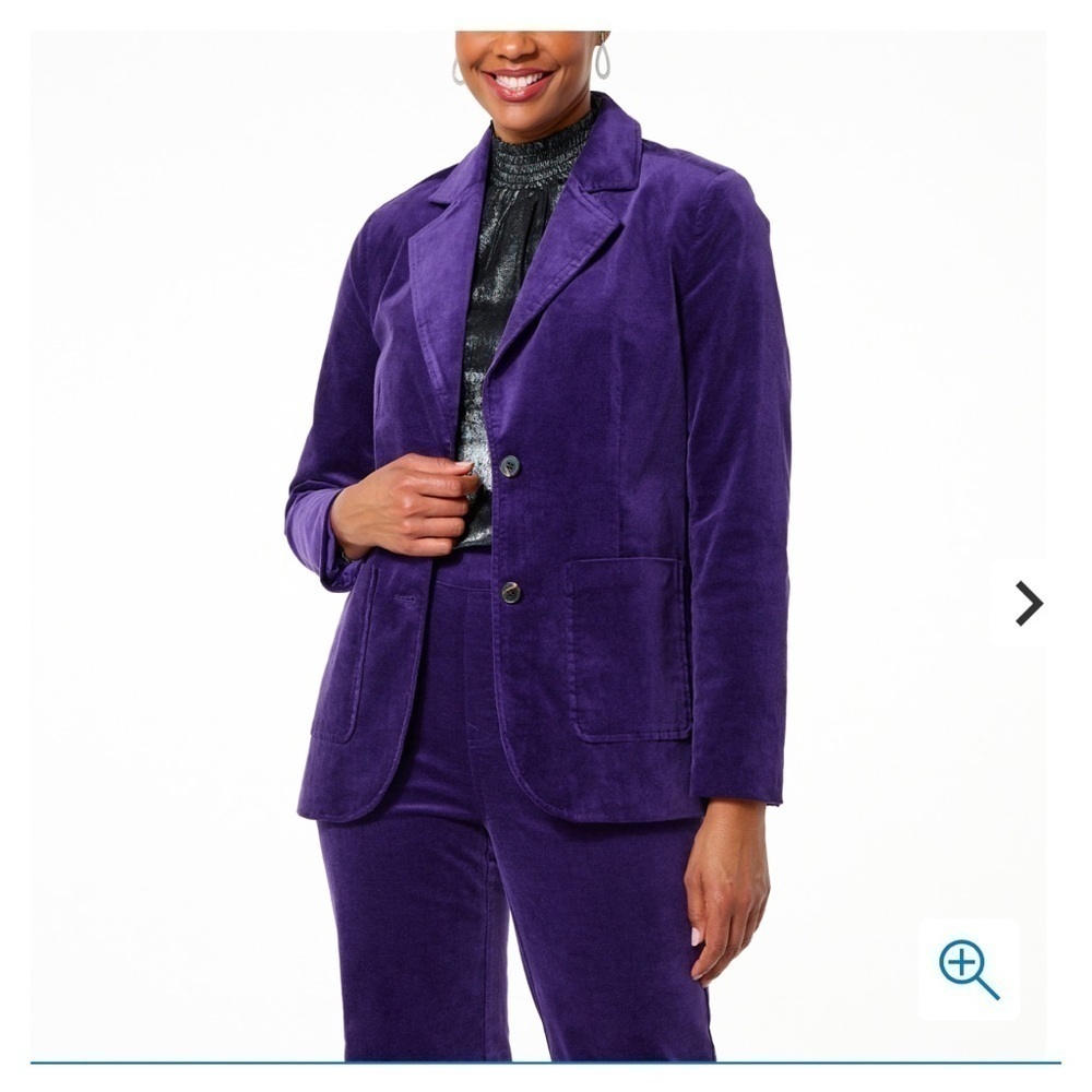 Lauren Ralph Lauren Womens Corduroy Button Front Purple Blazer Size 8